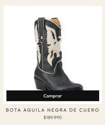 Botas vaqueras de cuero negro con diseño de águila - miniatura 1