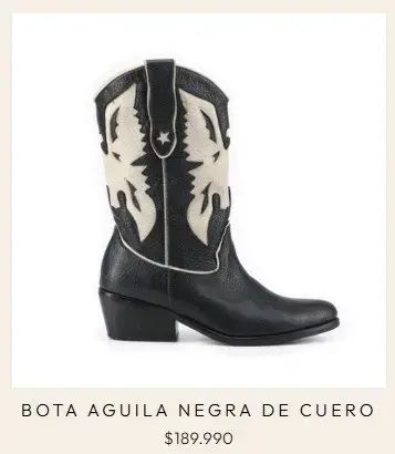 Botas vaqueras de cuero negro con diseño de águila - 2