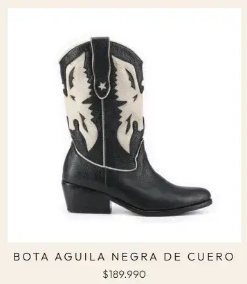 Botas vaqueras de cuero negro con diseño de águila - miniatura 2