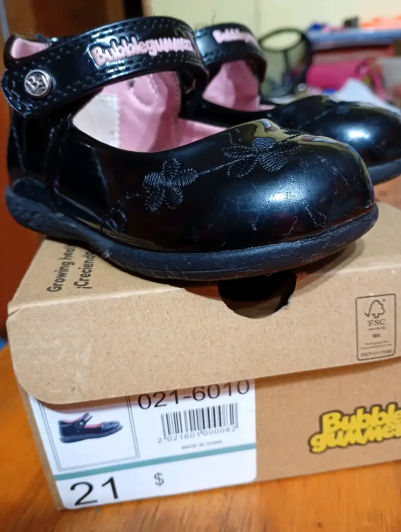 Zapatos Bubblegummers Niña Negros con Flores - 3