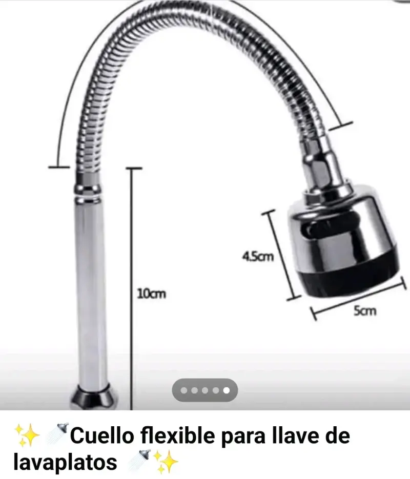Cuello flexible para llave de lavaplatos cromado - 1