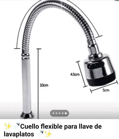 Cuello flexible para llave de lavaplatos cromado - miniatura 1