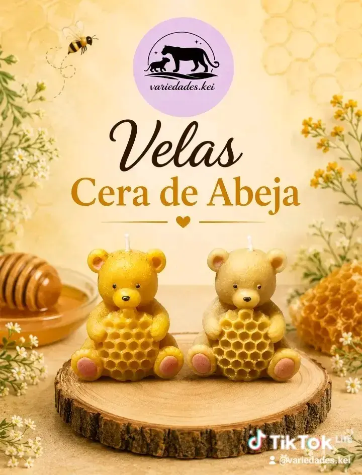 Velas de cera de abeja en forma de osito