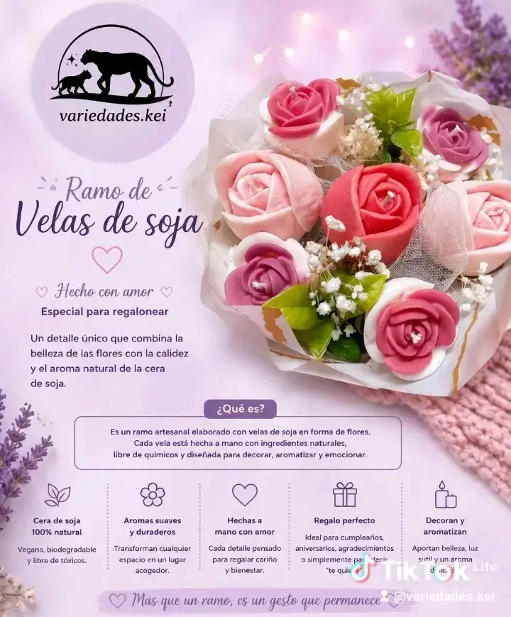 Ramo de velas de soja en forma de flores