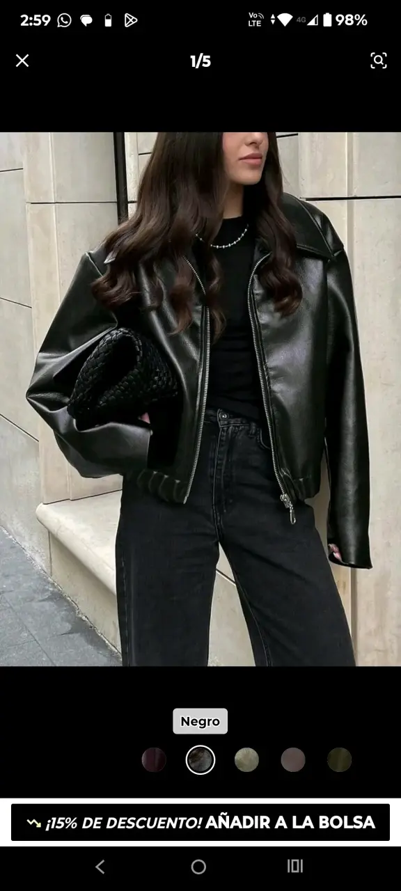 Chaqueta de cuero sintético negra para mujer - 1