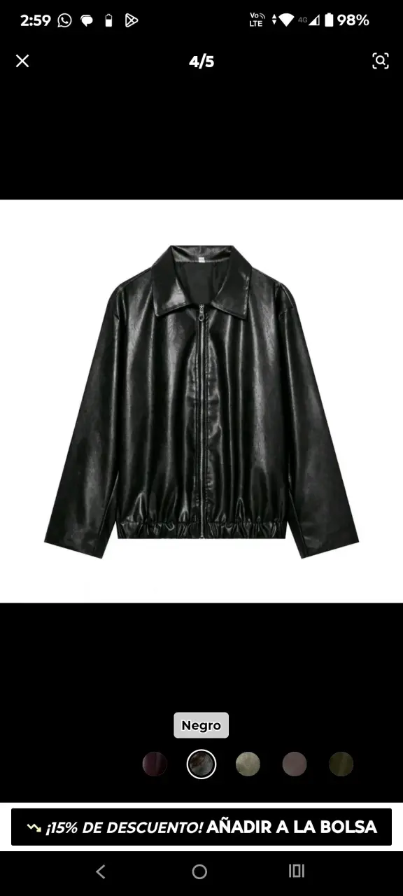 Chaqueta de cuero sintético negra para mujer - 2
