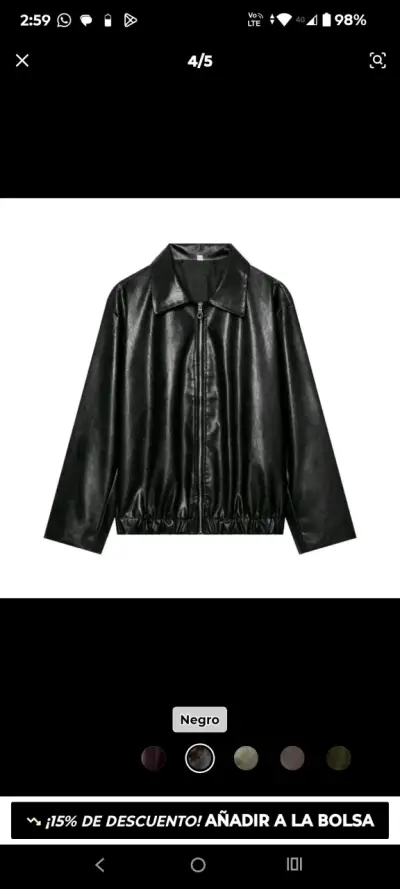 Chaqueta de cuero sintético negra para mujer - miniatura 2