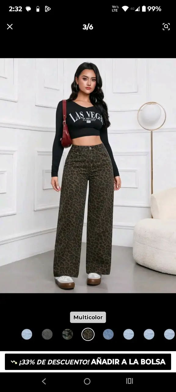 Pantalones anchos estampado animal print mujer - 1