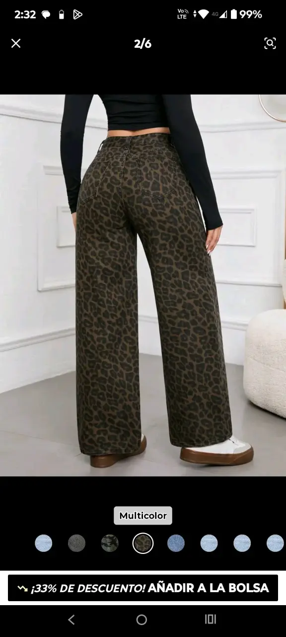 Pantalones anchos estampado animal print mujer - 2