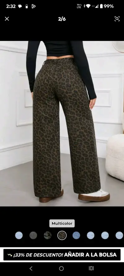 Pantalones anchos estampado animal print mujer - miniatura 2