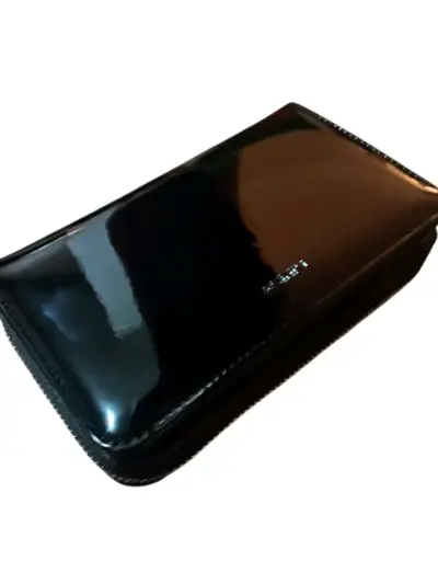 Billetera eco cuero negra con cierre - miniatura 1