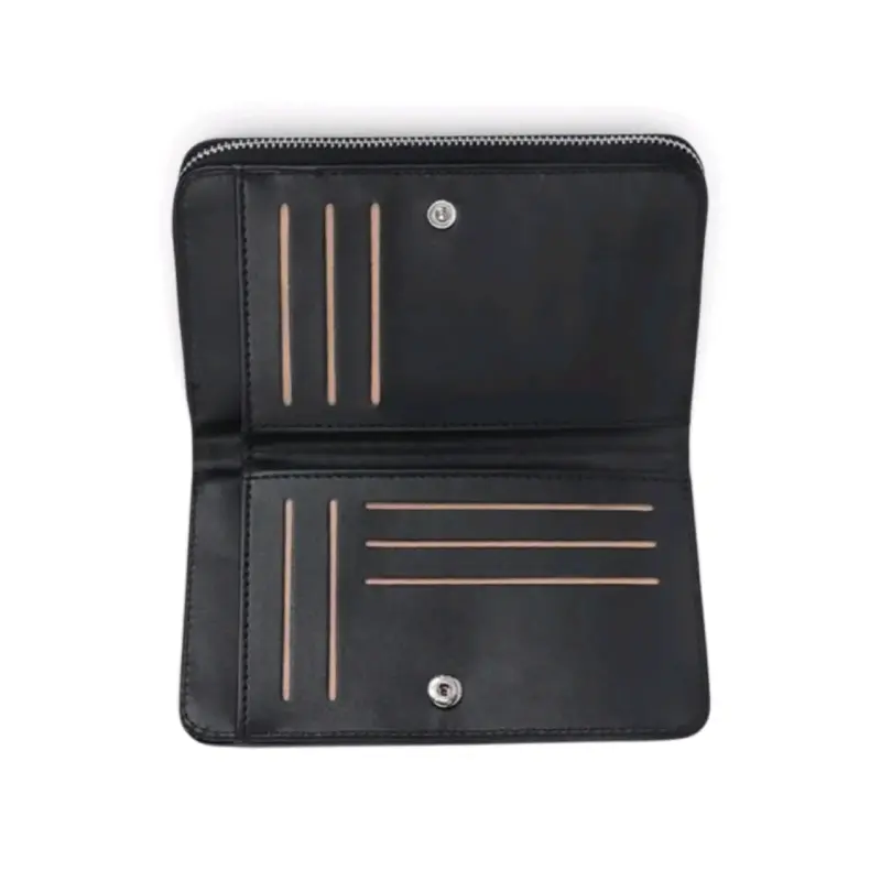 Billetera eco cuero negra con cierre - 4
