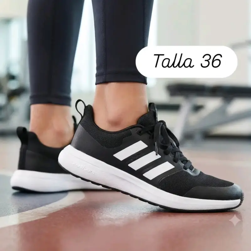 Zapatillas deportivas negras con franjas blancas - 2