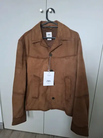 Chaqueta de gamuza marrón Zara para hombre - miniatura 1