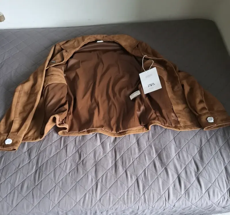 Chaqueta de gamuza marrón Zara para hombre - 3