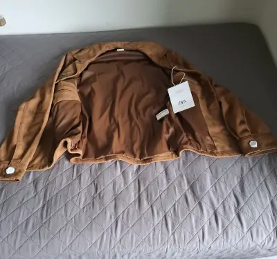Chaqueta de gamuza marrón Zara para hombre - miniatura 3