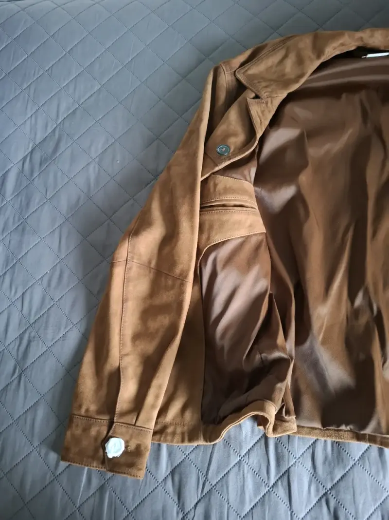 Chaqueta de gamuza marrón Zara para hombre - 4