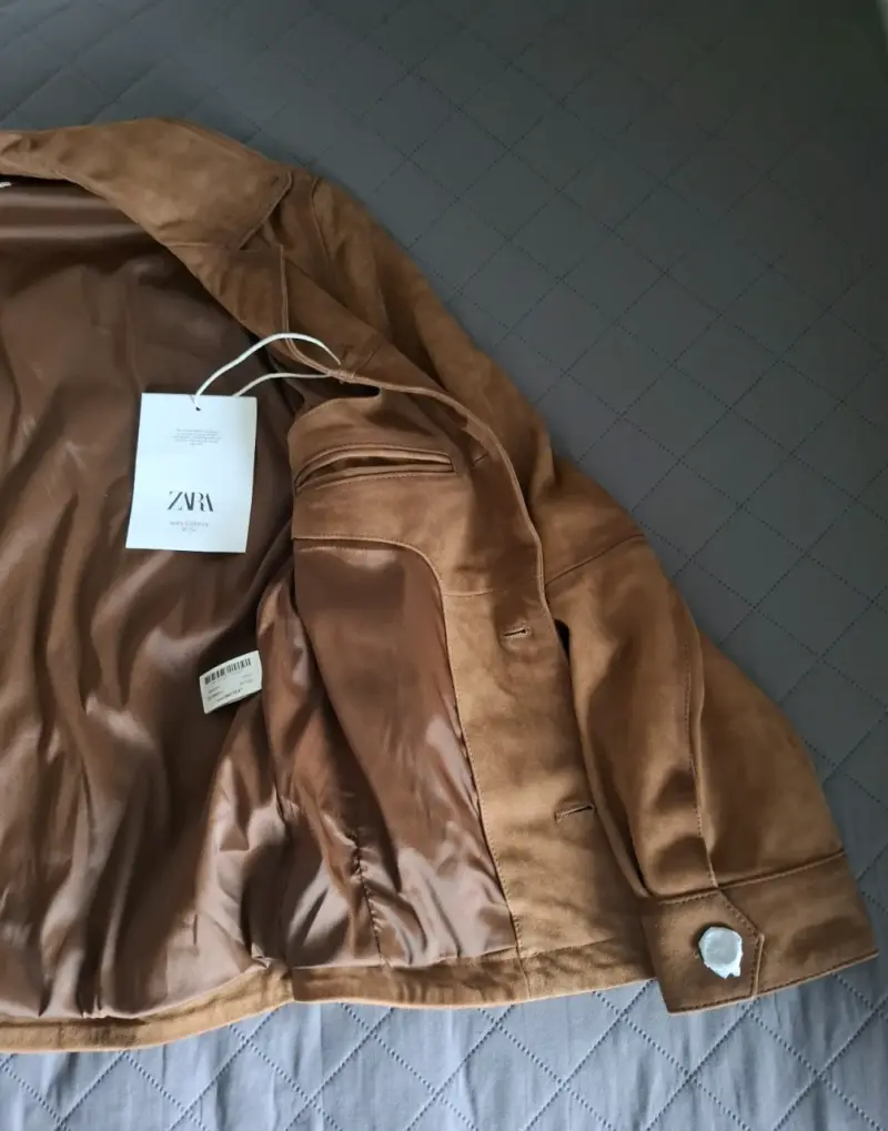 Chaqueta de gamuza marrón Zara para hombre - 5