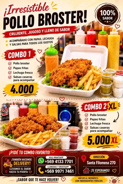 Combo de Pollo Broster con Papas y Salsas - miniatura 2