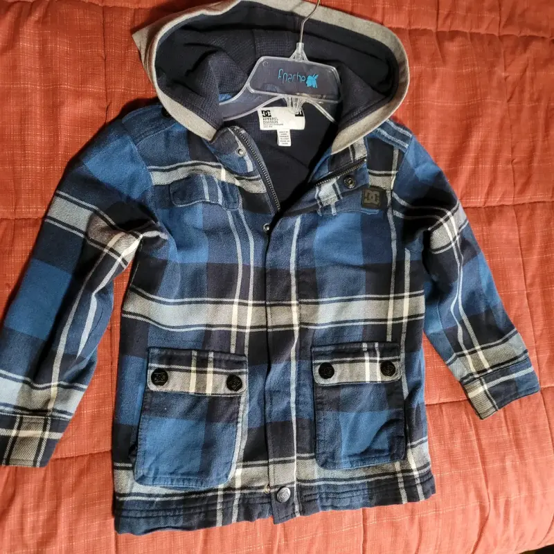 Chaqueta de niño a cuadros con capucha - 1