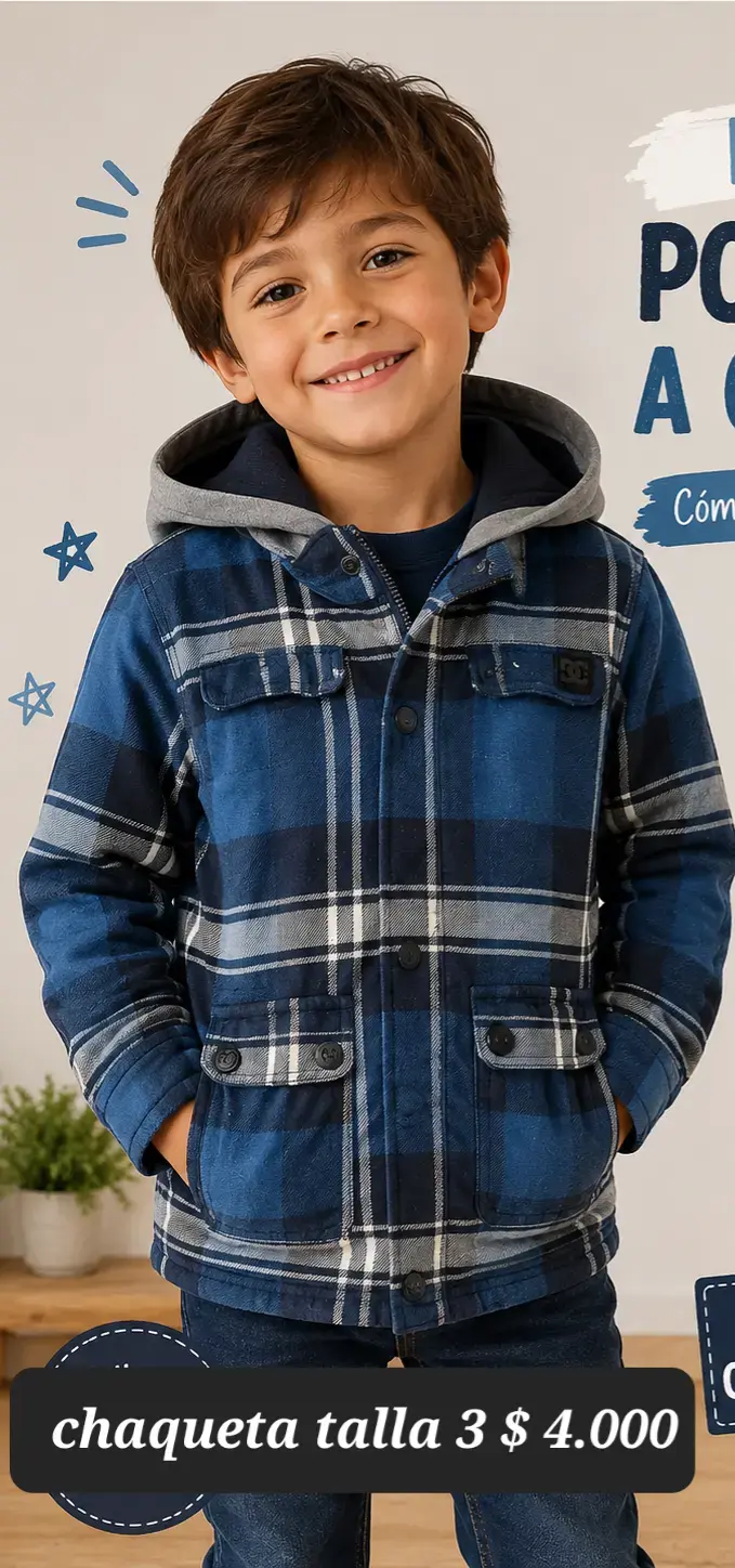 Chaqueta de niño a cuadros con capucha - 2