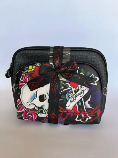 Neceser Ed Hardy con diseño de calavera y rosas - miniatura 1