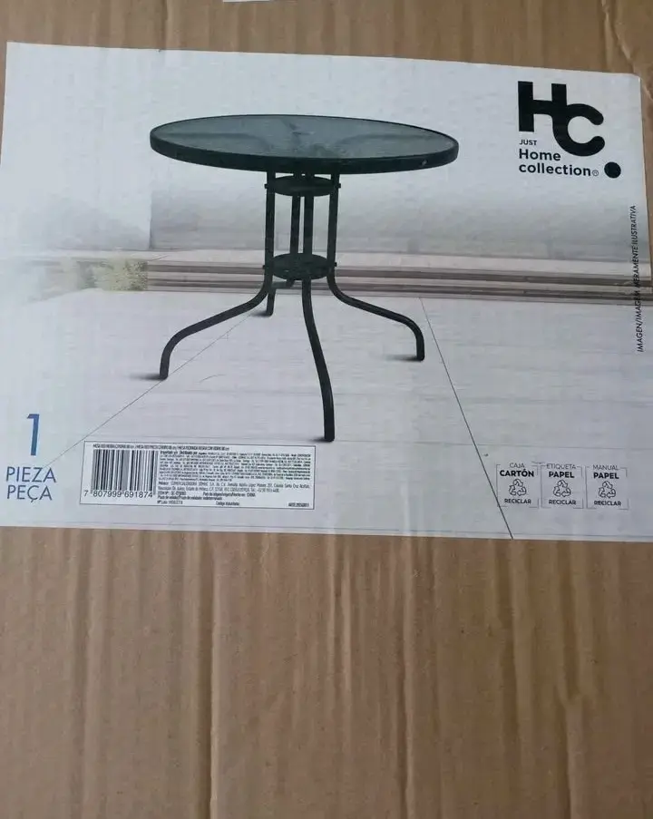 Mesa redonda negra con vidrio 80 cm - 1