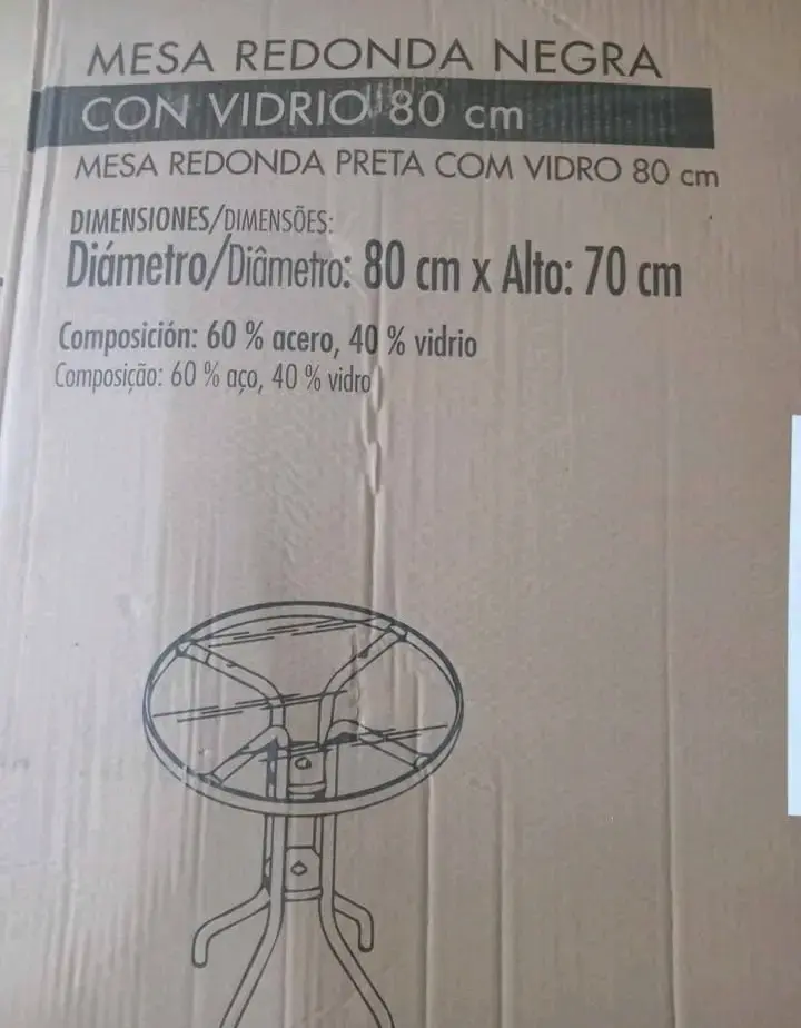 Mesa redonda negra con vidrio 80 cm - 3