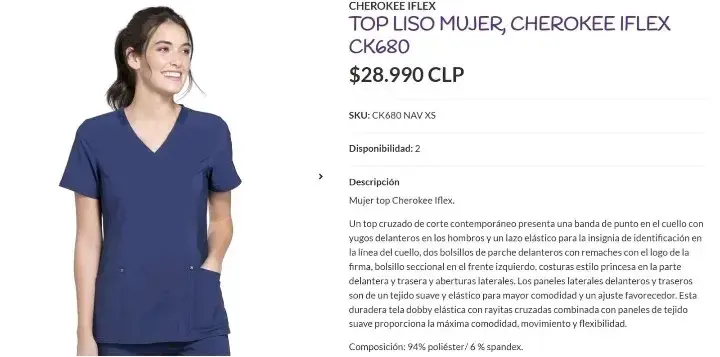 Top Médico Azul Cherokee iFlex para Mujer - 4
