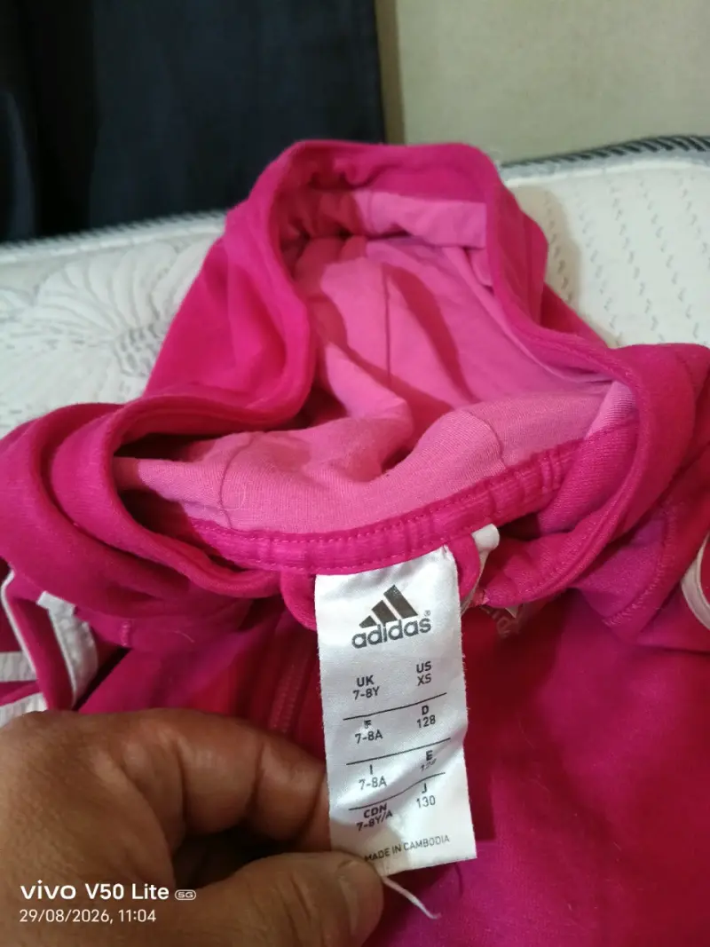 Polerón rosa con capucha Adidas para niña - 2