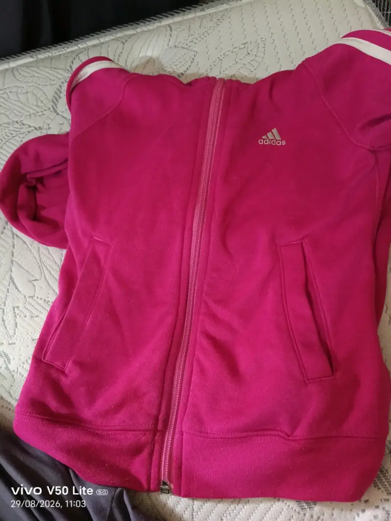 Polerón rosa con capucha Adidas para niña - 3