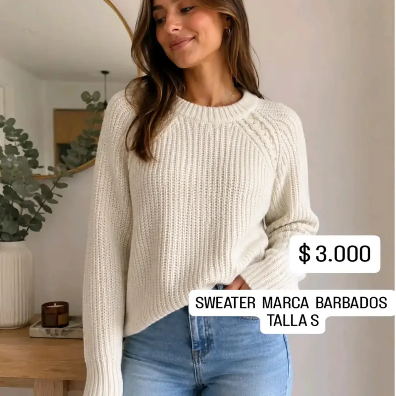 Sweater blanco marca Barbados talla S - 1