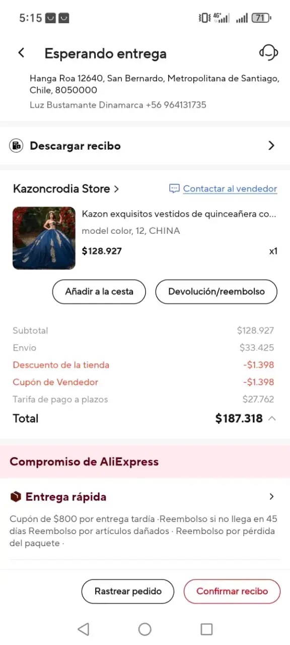Vestido de Quinceañera Azul con Detalles Dorados - 2