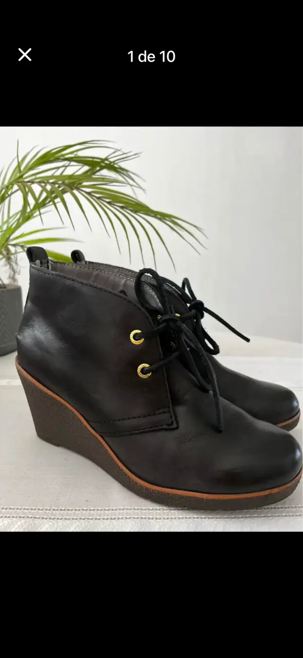 Botines de Cuero Negro con Plataforma - 2
