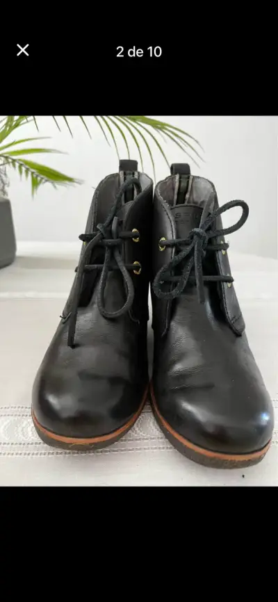 Botines de Cuero Negro con Plataforma - miniatura 3