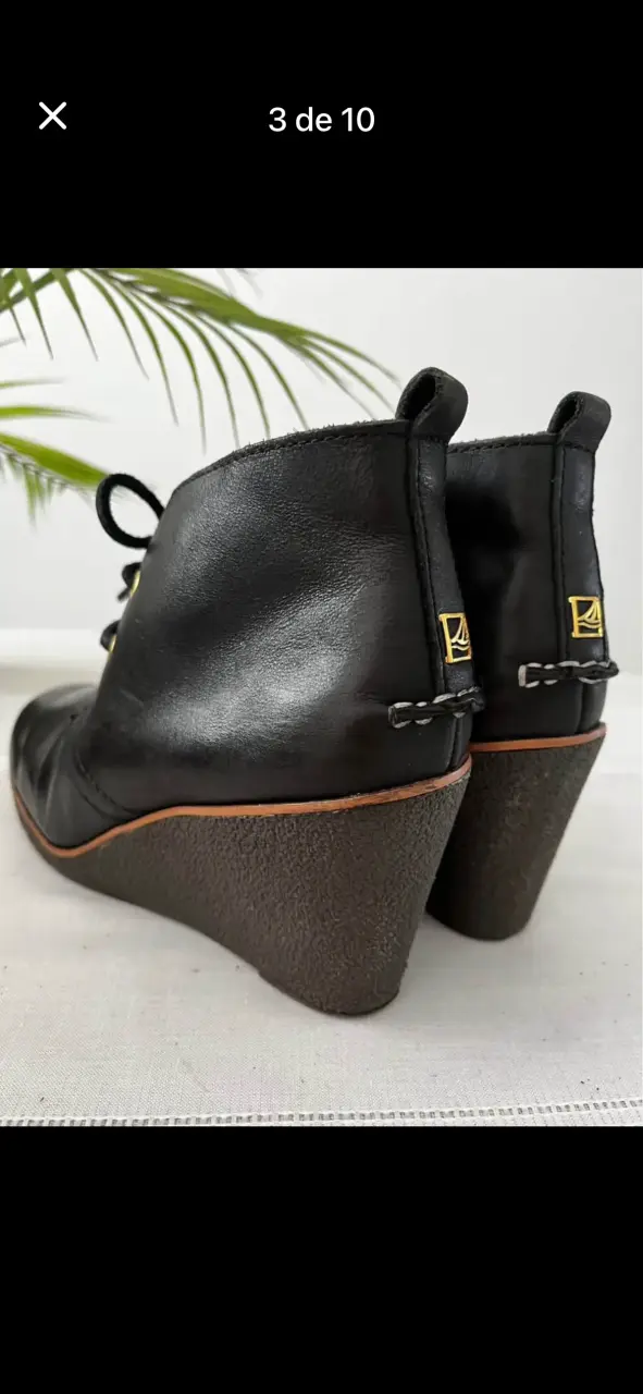 Botines de Cuero Negro con Plataforma - 4