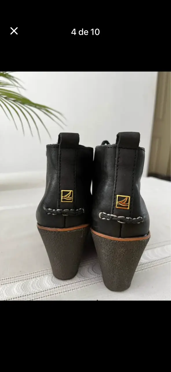 Botines de Cuero Negro con Plataforma - 5