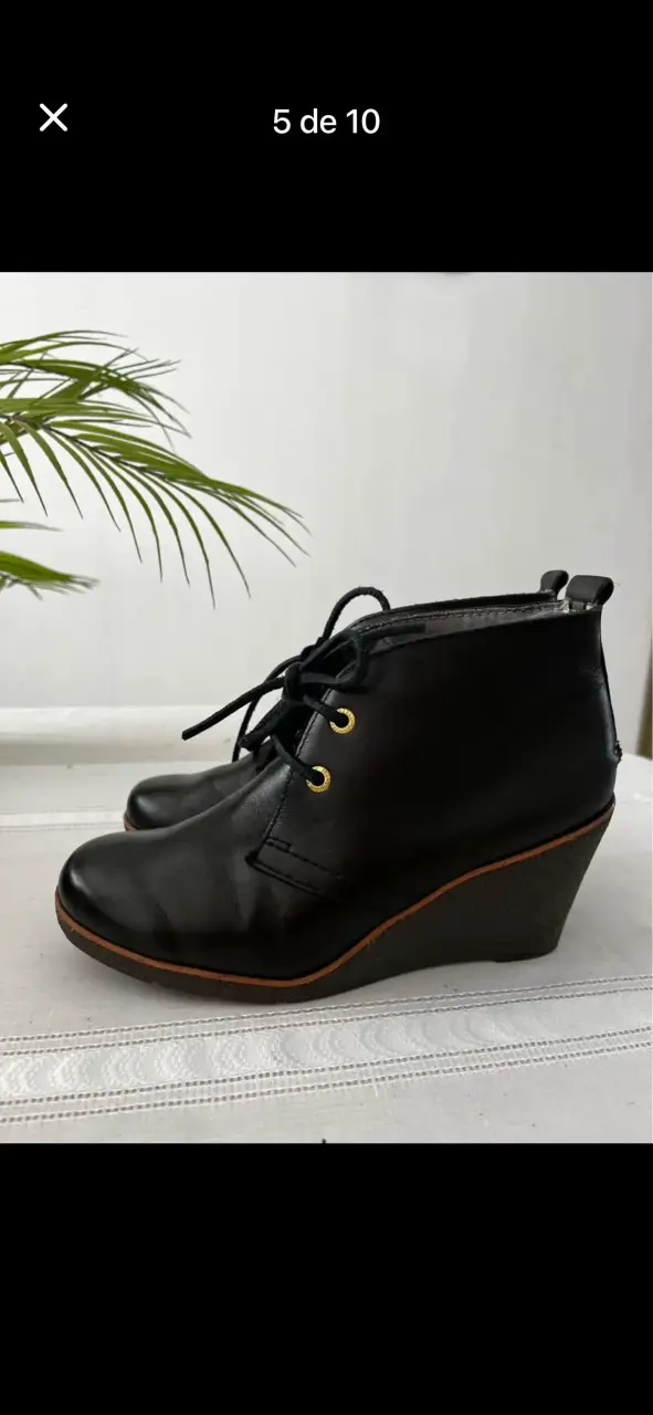 Botines de Cuero Negro con Plataforma - 6