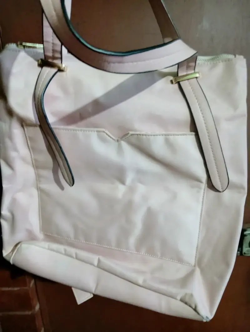 Bolso tote beige con asas de cuero - 4