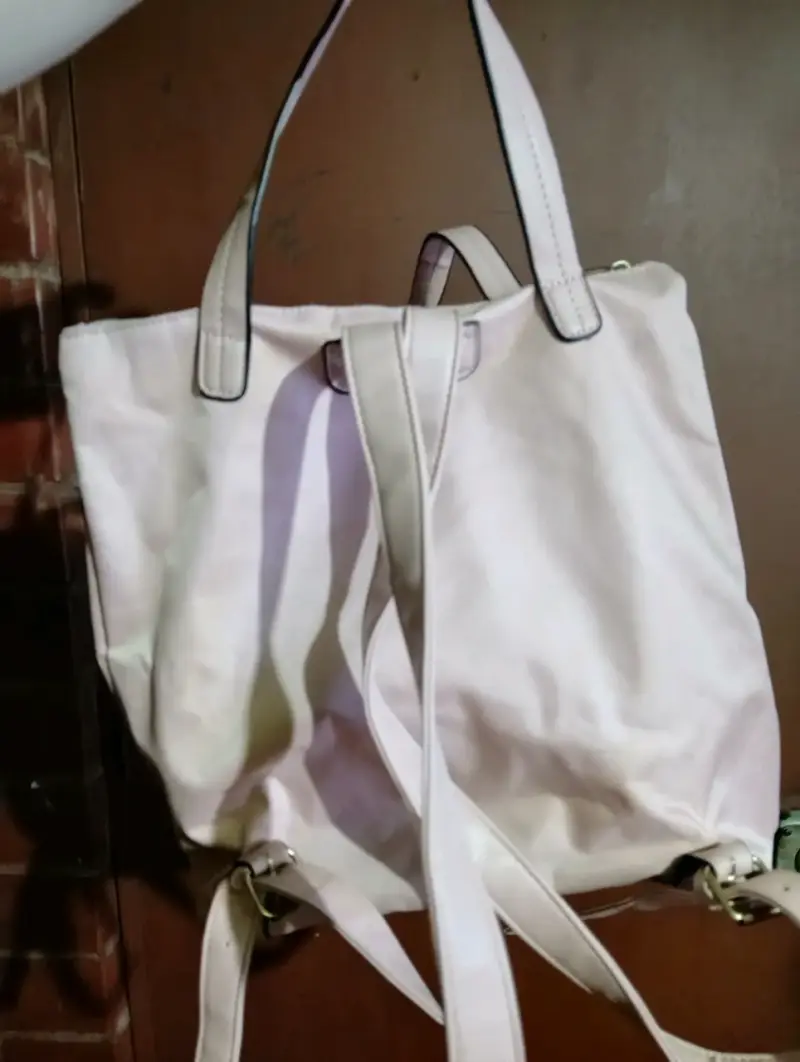 Bolso tote beige con asas de cuero - 5