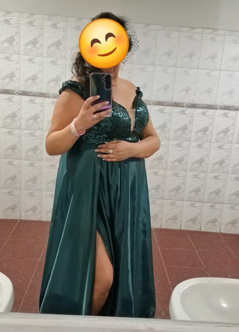 Vestido de fiesta verde esmeralda con lentejuelas - 4