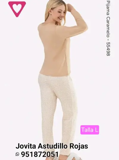Pijama azul de plush talla M y Color caramelo L - miniatura 5