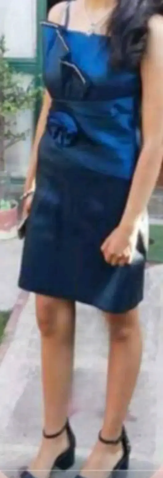 Vestido pabilo, de fiesta azul con bolero talla S - 2