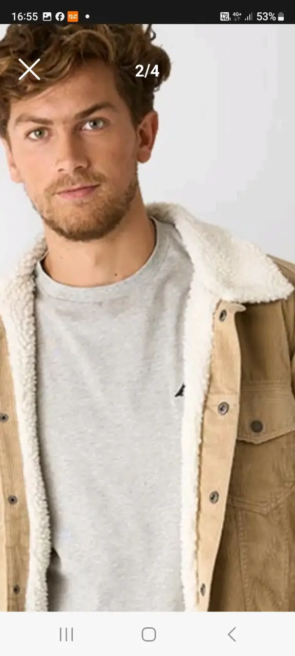 Chaqueta de pana beige con forro de borrego - 6