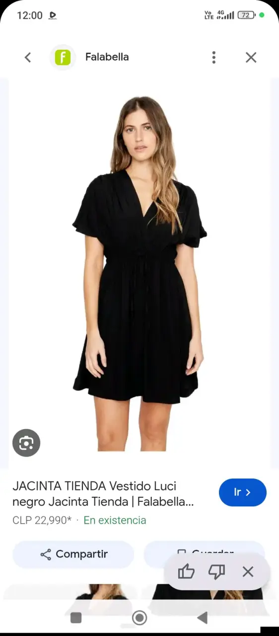 Vestido negro corto Jacinta Tienda