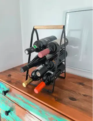 Cava de metal para 6 botellas asa de Madera - 1