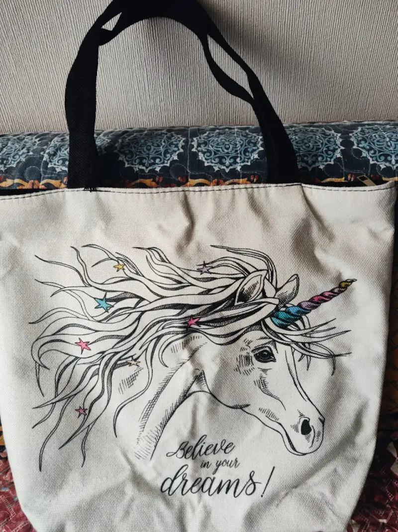 Bolso tote unicornio c/frase motivadora - 1