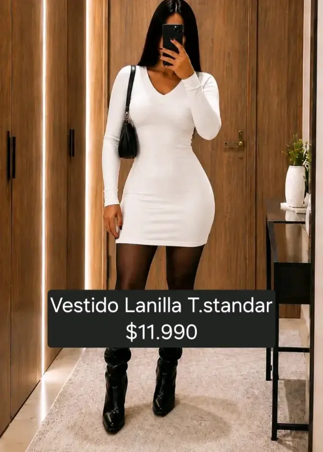 Vestido Lanilla Manga Larga en Varios Colores - 4