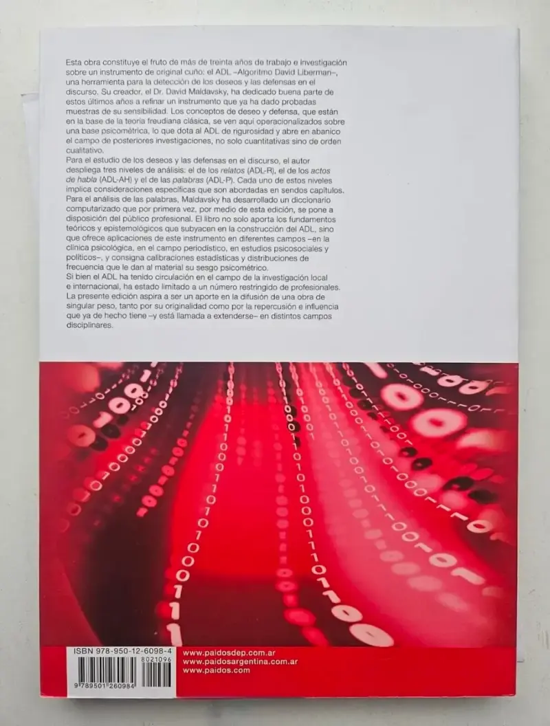 Libro ADL Algoritmo David Liberman de David Maldavsky - 2