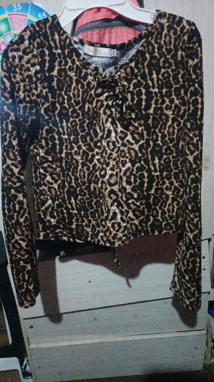 Blusa de leopardo manga larga para mujer - 1